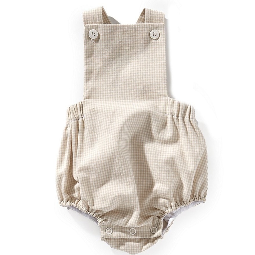NWT Edgehill Collection Kristin Ellen Hockman Alfie Tan Gingham Sunsuit Bubble